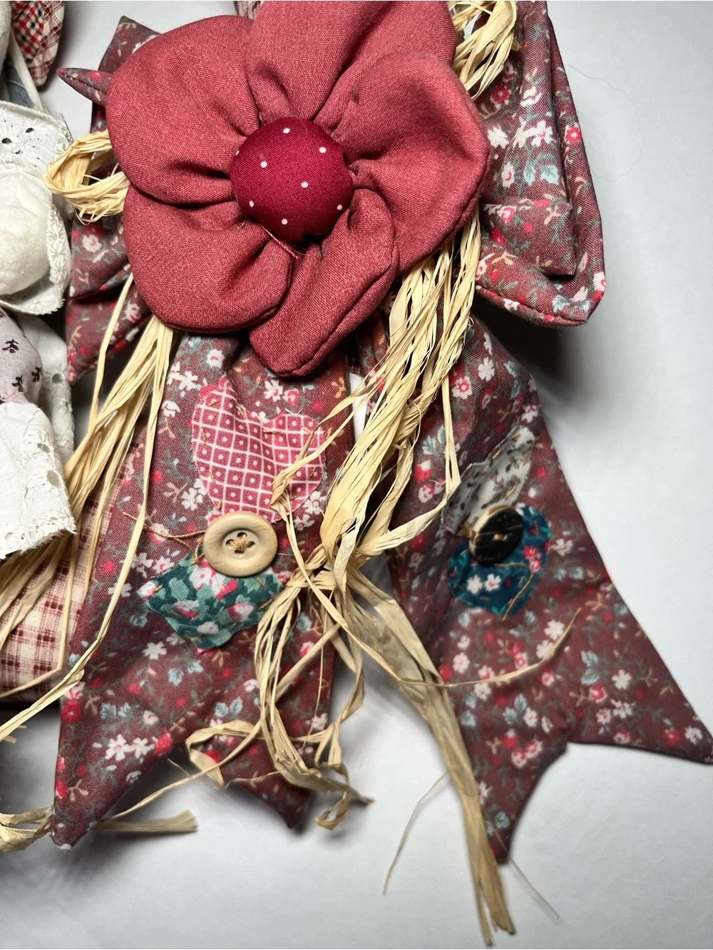VTG Gingham Paisley Stuffed Bunny Easter Wreath County Cottage-core, Grandma
